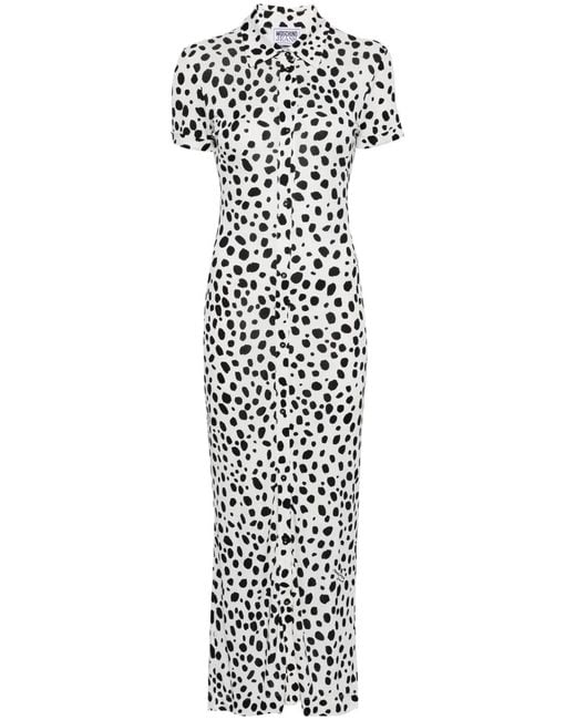 Moschino White Abstract-Print Dress