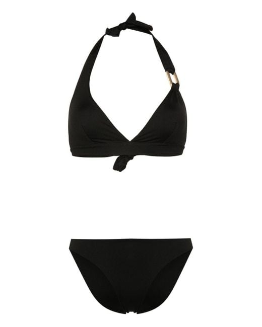 Fisico Black Triangle-cup Halterneck Bikini