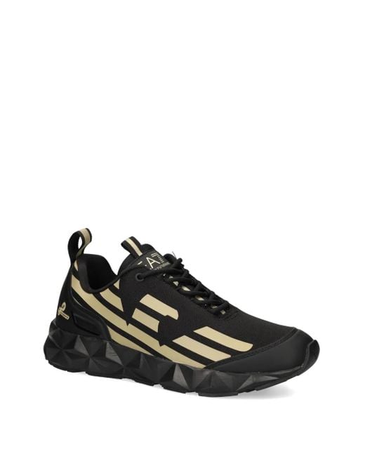 EA7 Black Logo-Print Sneakers for men
