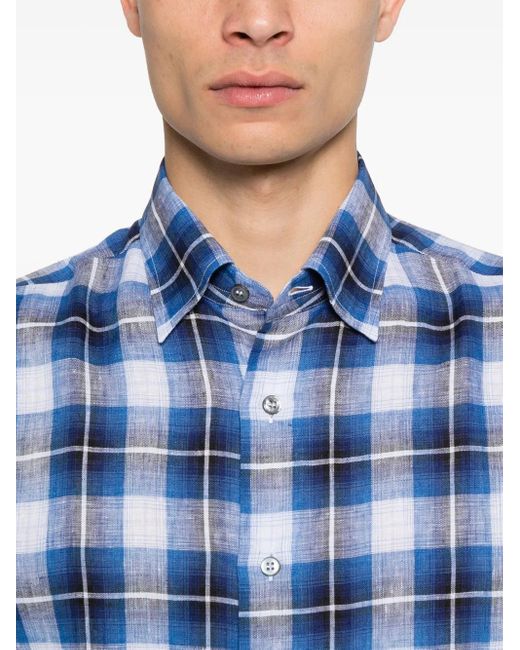 メンズ Brioni チェック シャツ Blue