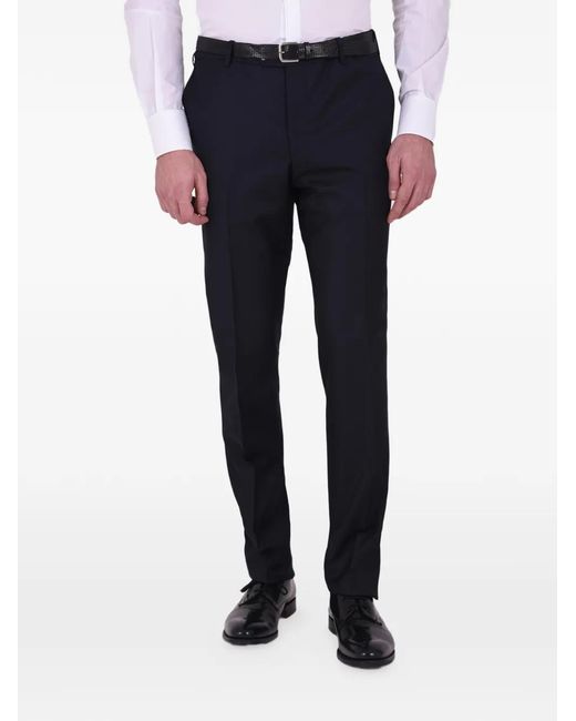 Dell'Oglio Blue Pressed-Crease Tailored Trousers for men