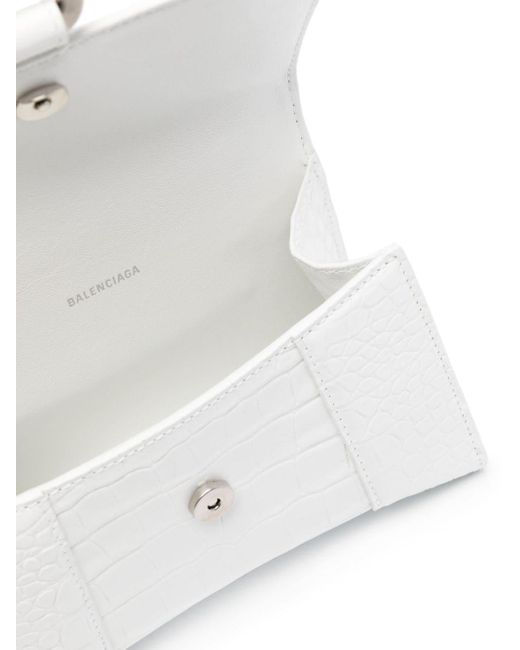 Borsa tote Hourglass goffrata mini di Balenciaga in White