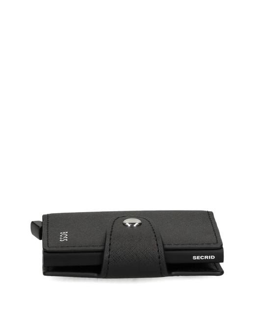 Boss Black Snap-Button Leather Wallet for men