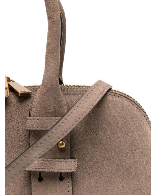 Pinko Brown Love Birds-Plaque Suede Tote Bag