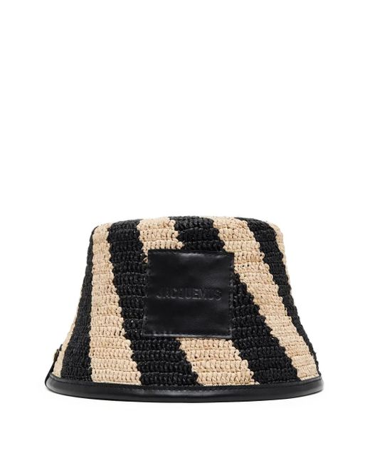 Cappello Bucket Soli A Righe di Jacquemus in Black