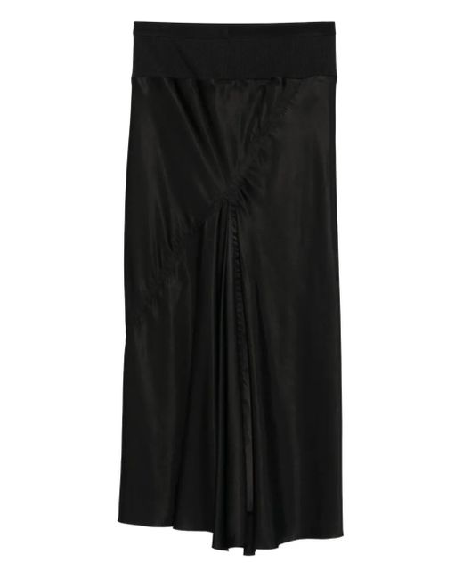 Rick Owens Black Elastic-Waistband Bias-Cut Skirt