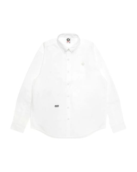 Aape By A Bathing Ape White Logo-Patch Button-Down Shirt for men