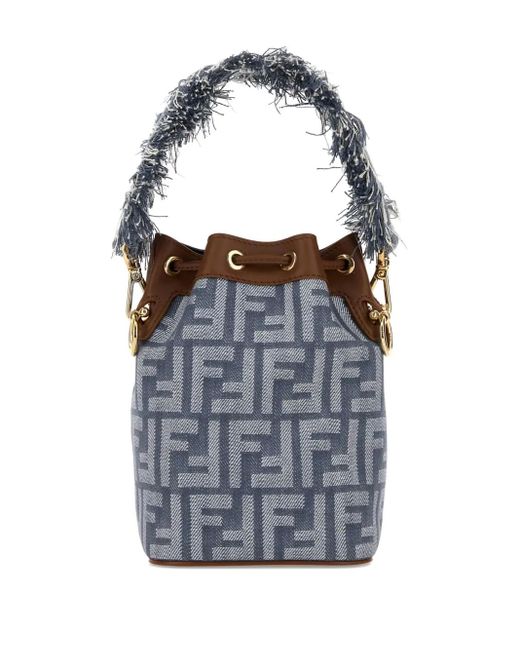 Fendi Blue Mini Mon Tresor Ff Logo Bucket Bag