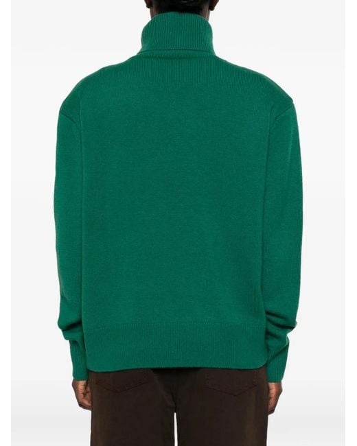 Frankie Shop Green Gala Padded Roll-Neck Knitted Wool Sweater