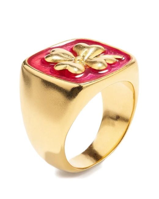 Goossens Pink Mini Trèfle Signet Ring
