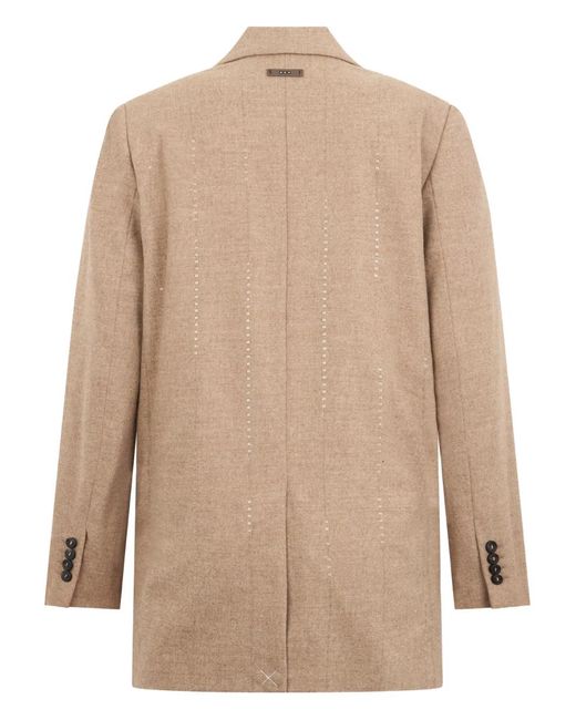 Peserico Natural Double-Breasted Button Blazer