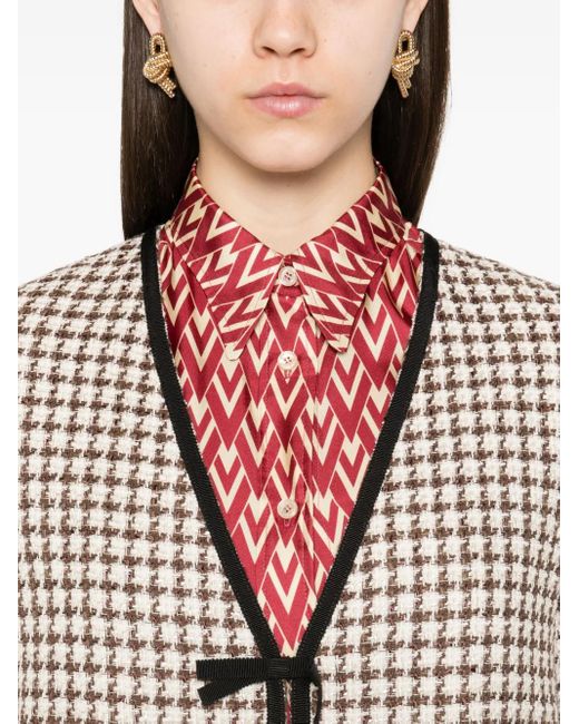 Valentino Garavani Natural Tweed Houndstooth-Pattern Jacket