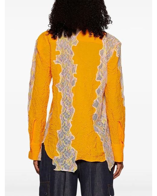 Christopher Esber Orange Chemise Crimped Lace