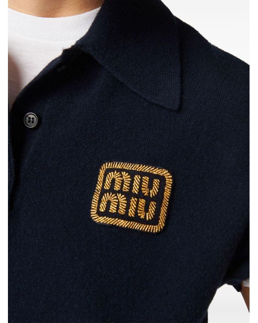 Miu Miu Blue Cashmere Polo Shirt