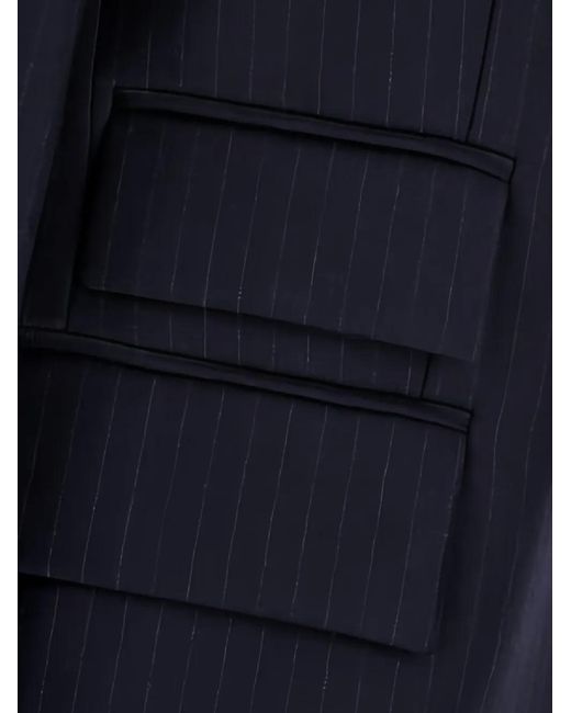 Max Mara Blue Pinstripe Button Jacket