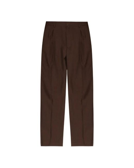 MM6 by Maison Margiela Brown Creased-Finish Straight-Leg Trousers for men