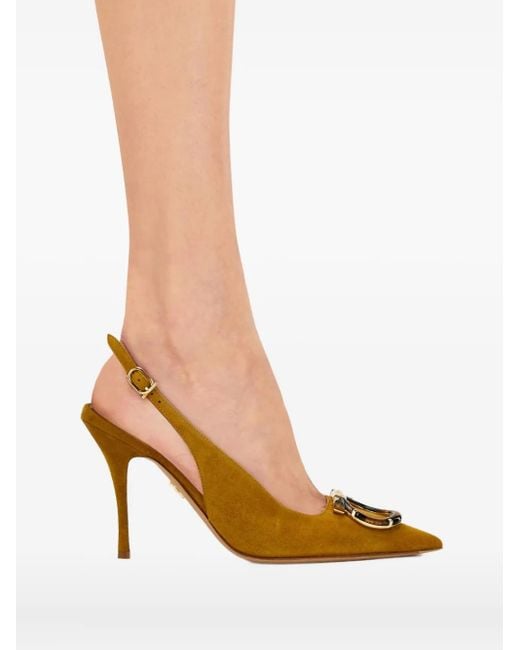 Ferragamo Metallic 95Mm Gancini Slingback Pumps