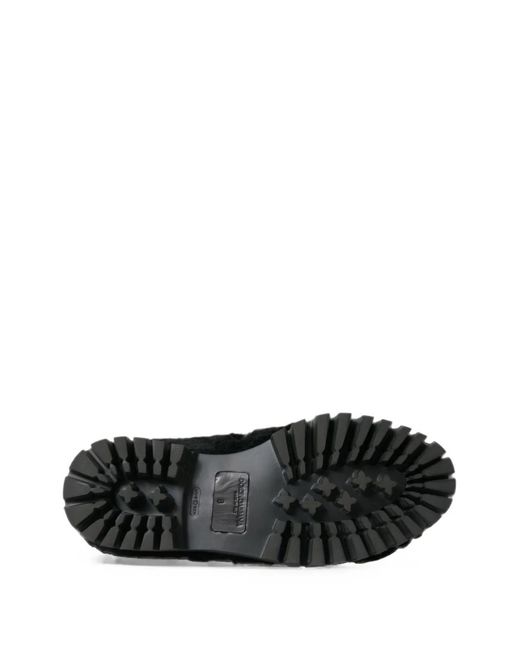 Dolce & Gabbana Black Fur-Covered Lug-Sole Loafers for men