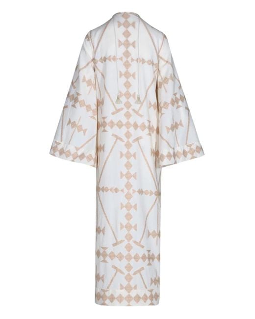 Johanna Ortiz White Savannah Geometric-Print Maxi Dress