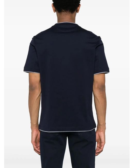 Brunello Cucinelli Blue Cotton T-Shirt for men
