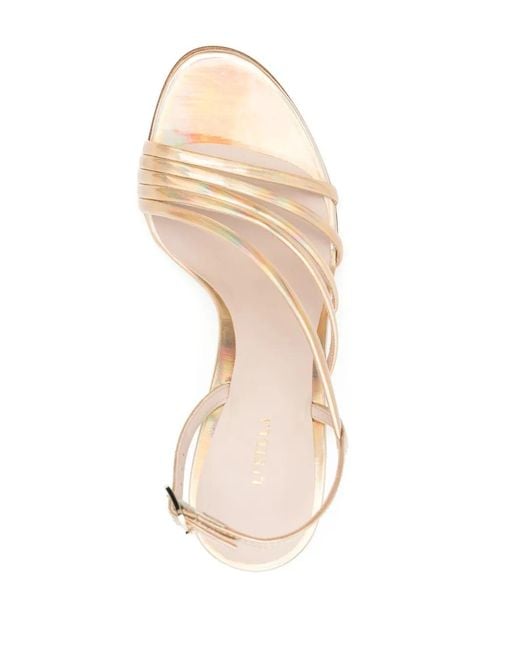 Le Silla Metallic Scarlet Strappy Stiletto Sandals