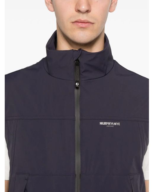 Murphy & Nye Blue Logo-Print High-Neck Gilet for men