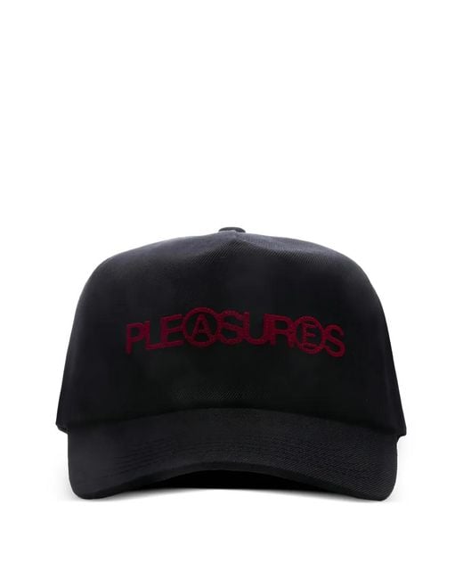 Pleasures Black Embroidered Snapback Cap for men