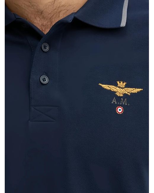 Aeronautica Militare Blue Polo À Logo Brodé for men