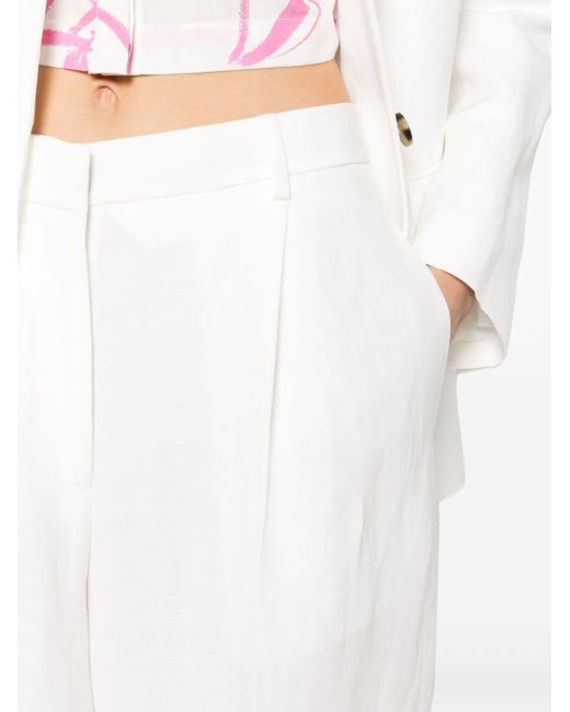 MSGM White Pleat-detail Trousers