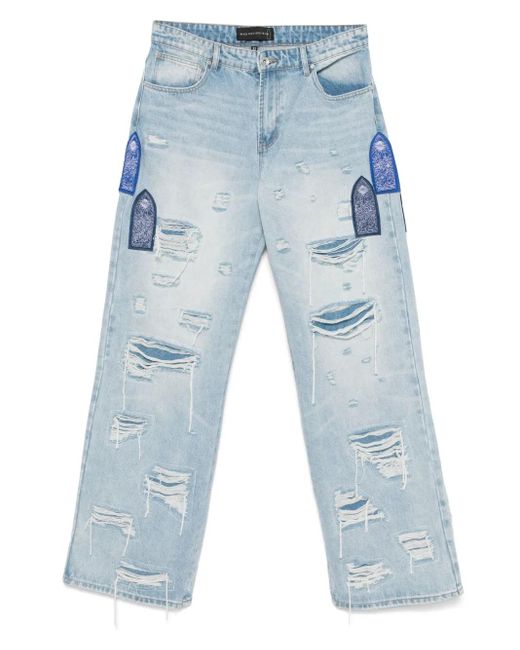 Who Decides War Blue Side Patch Relaxation Jeans for men