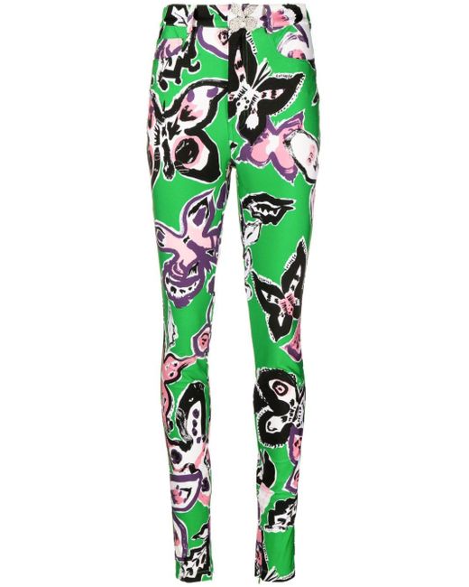 Area Green Butterfly-print Skinny Trousers