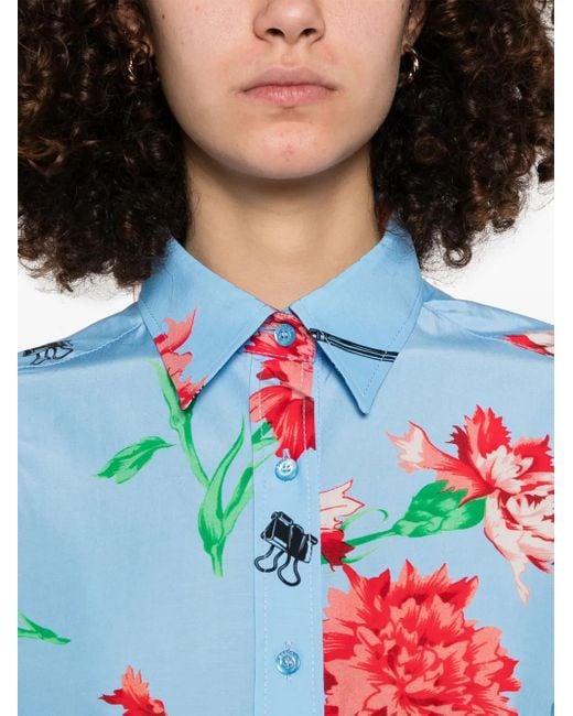 Moschino Blue Floral-Print Shirt