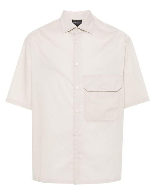Camicia con colletto ampio di Emporio Armani in White da Uomo