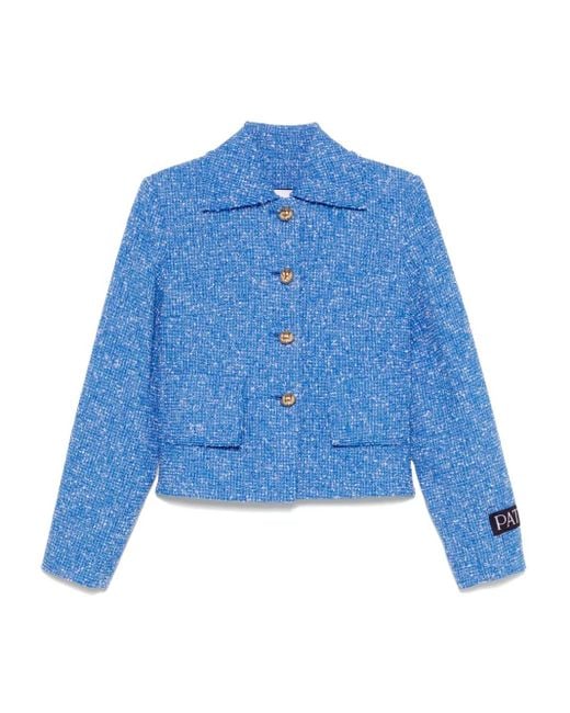 Patou クロップド ツイードジャケット Blue