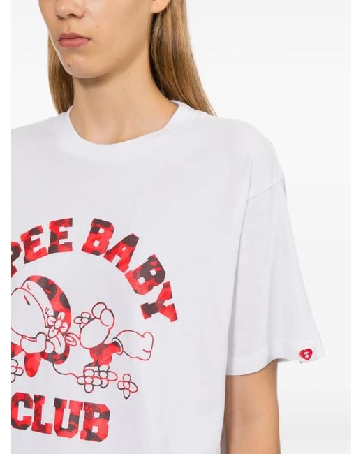 AAPE BY A BATHING AP White Apee Baby Club Printed T-Shirt