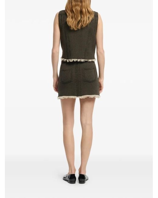 Barrie Black Denim Fringed Sleeveless Jacket