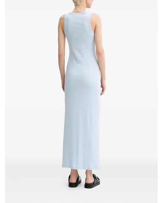 Munthe Blue Ribbed Sleeveless Maxi Dress