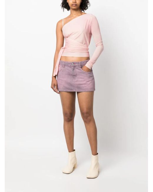 MM6 by Maison Martin Margiela Pink Asymmetric Wraparound Cropped Top