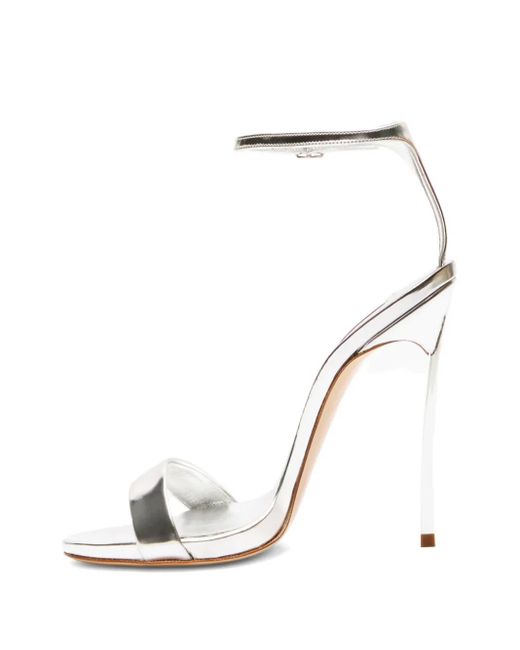 Casadei White 120Mm Metallic Heeled Sandals