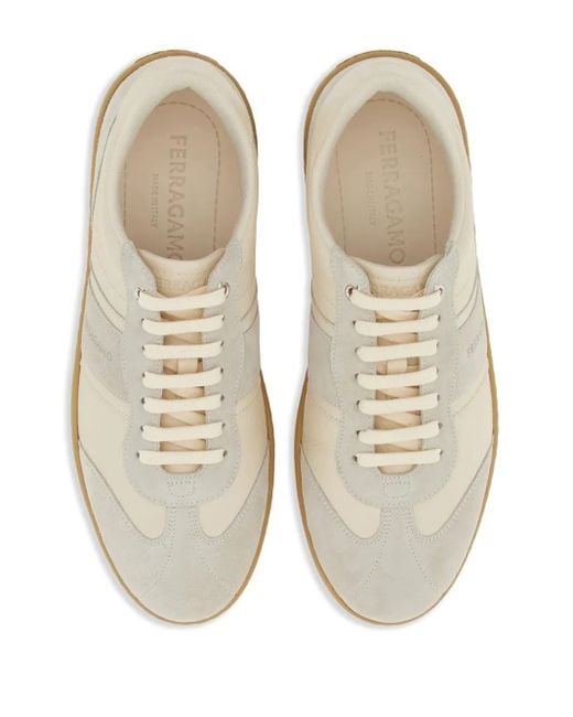Ferragamo White Salvatore Flat Shoes Lea And Rubber Sole for men