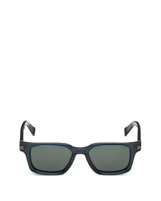 Zegna Green Rectangle-Frame Sunglasses for men