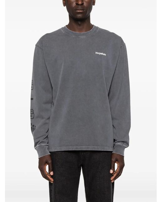 HOPEIUM Gray Text-Print Long-Sleeve T-Shirt for men