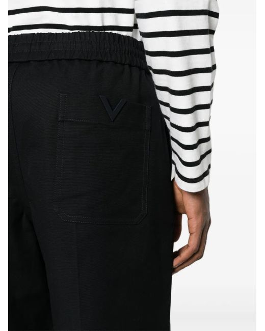 Valentino Garavani Black Raised-Seam Straight-Leg Trousers for men