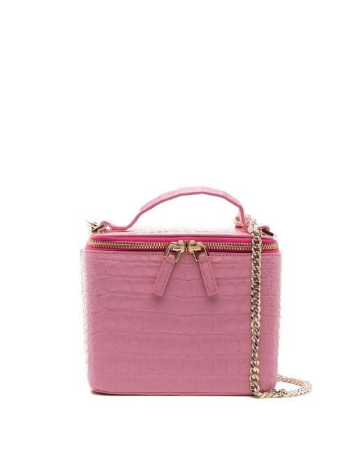 MARIA OLIVER Pink Crocodile-Embossed Zipped Tote Bag