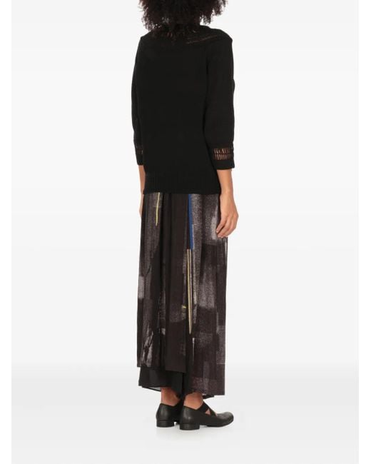 Jersey con cuello de ganchillo Y's Yohji Yamamoto de color Black