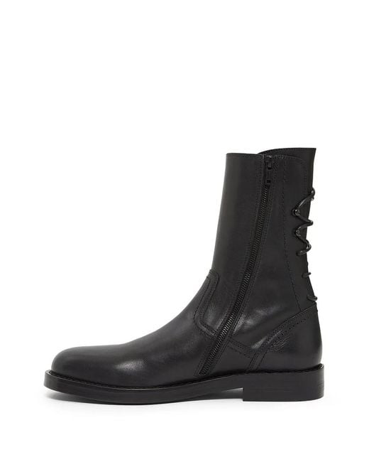 Ann Demeulemeester Black Lace-Up Side-Zip Boots for men
