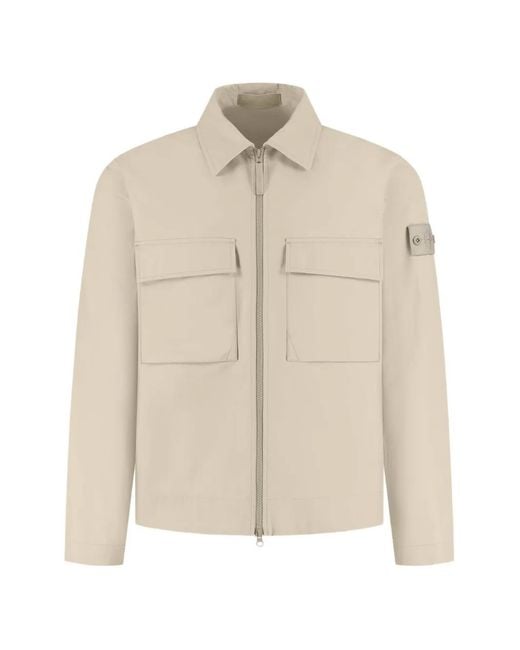 Stone Island Natural Logo-Patch Zip-Up Jacket for men