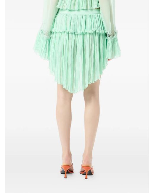 Blumarine Green Asymmetric-Hem Mini Skirt