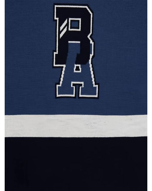 Boss Blue Varsity-Stripe Wool Scarf