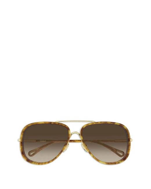 Chloé Metallic Pilot-Frame Sunglasses